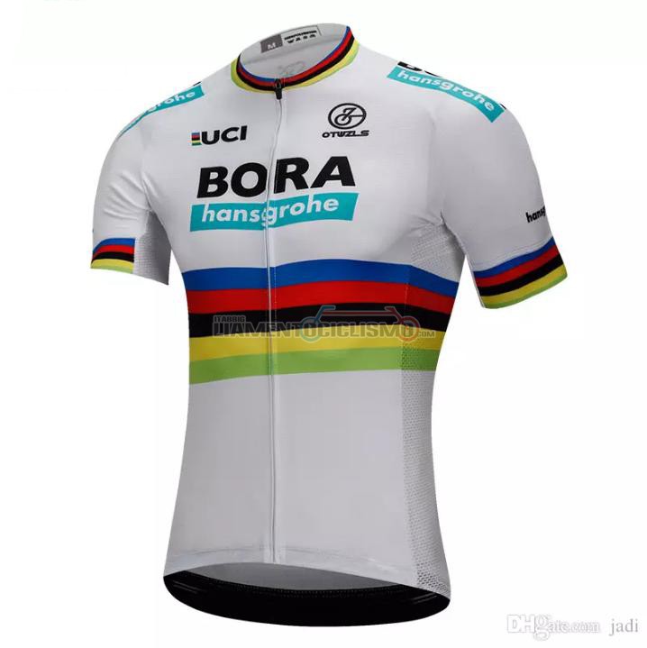 Abbigliamento Ciclismo Uci Mondo Campione Bora Manica Corta 2018 Bianco